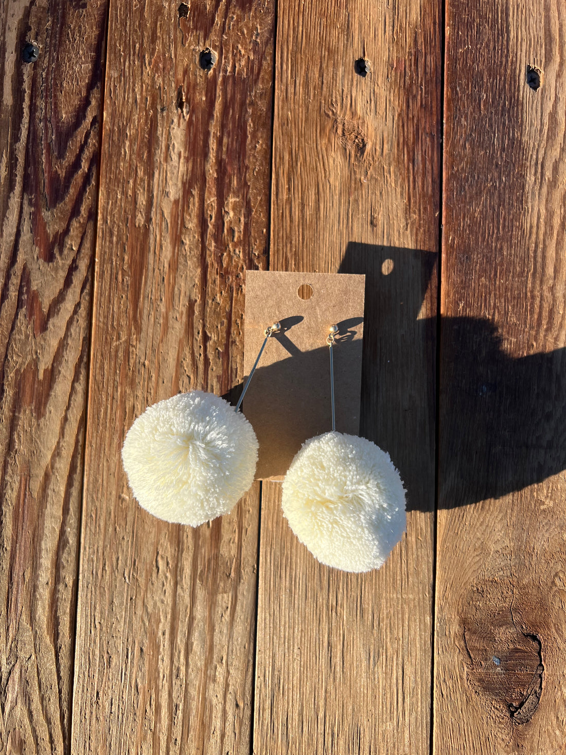 Milky White Medium PomPom Earrings