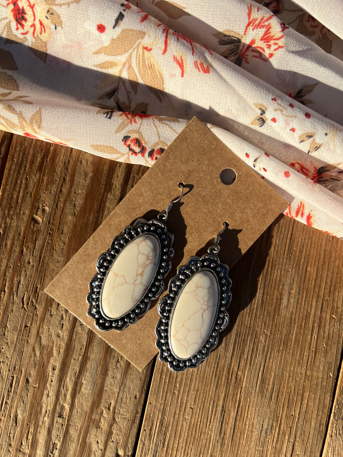 Gretel White Stone Earrings