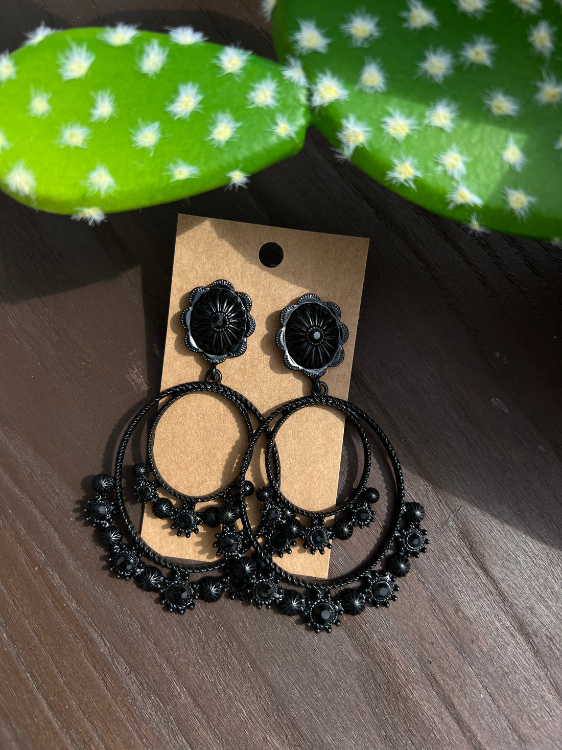 Carmen Black Concho Earrings