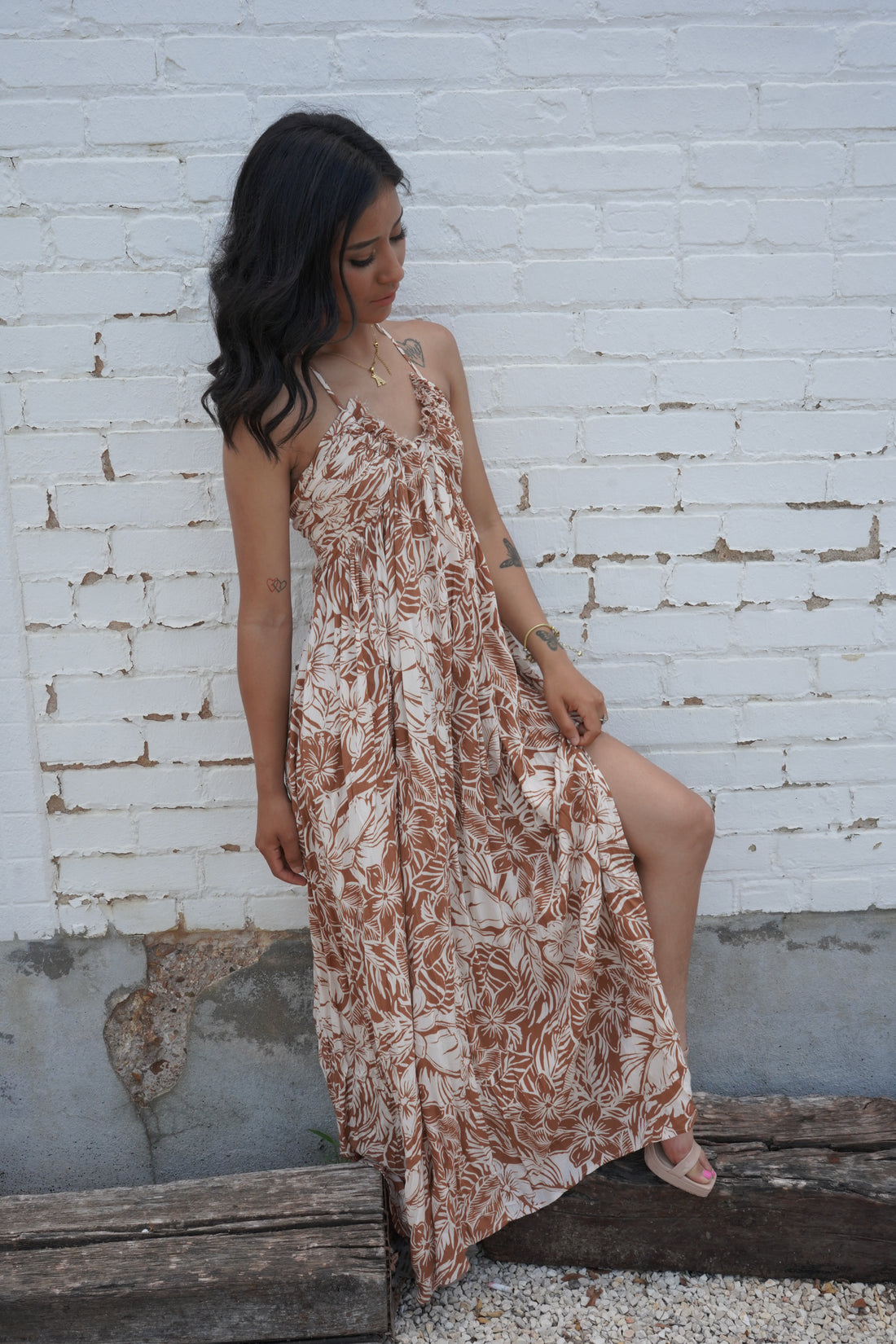 Miami Floral Halter Dress