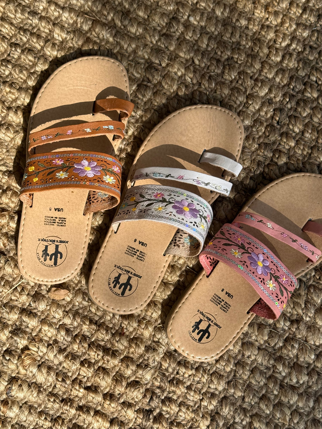 Florecita Huarache Sandals Handmade in Mexico Natural Leather with Floral Embellishments Comfortable Stretchable Design for Women