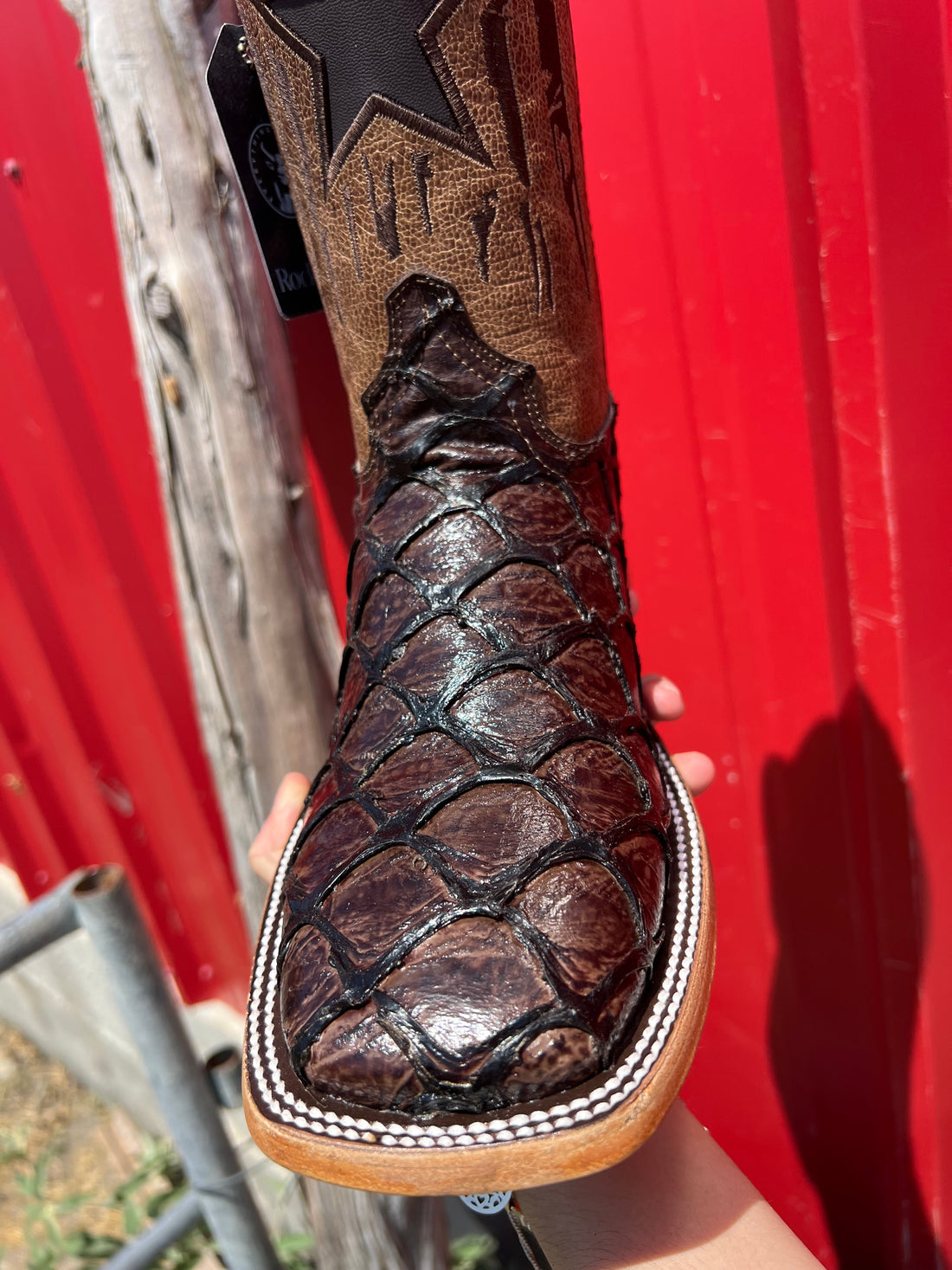 Glossy Chocolate Brown Imitation Fish Boots