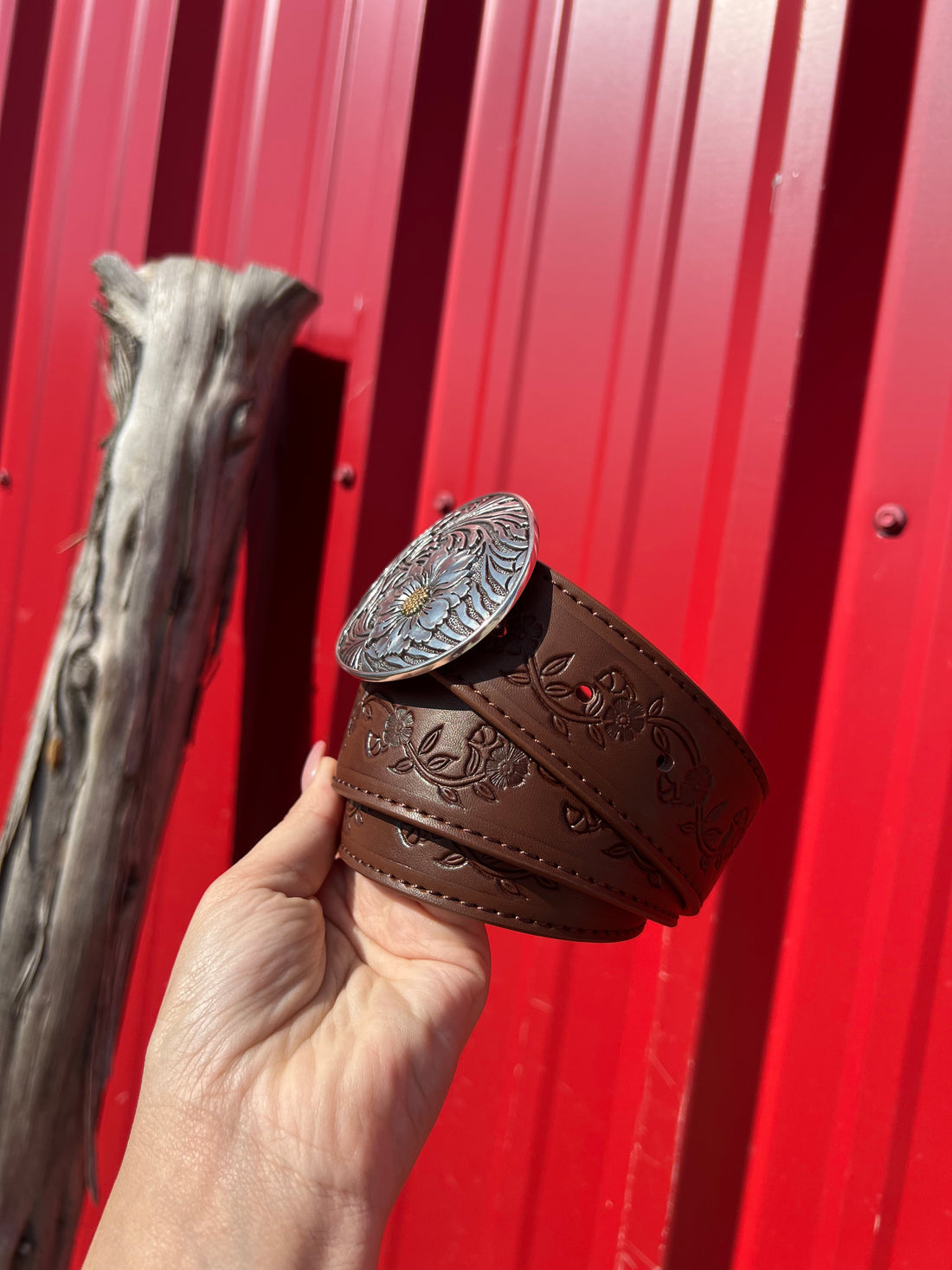 Gretel Tooled Belt with Buckle