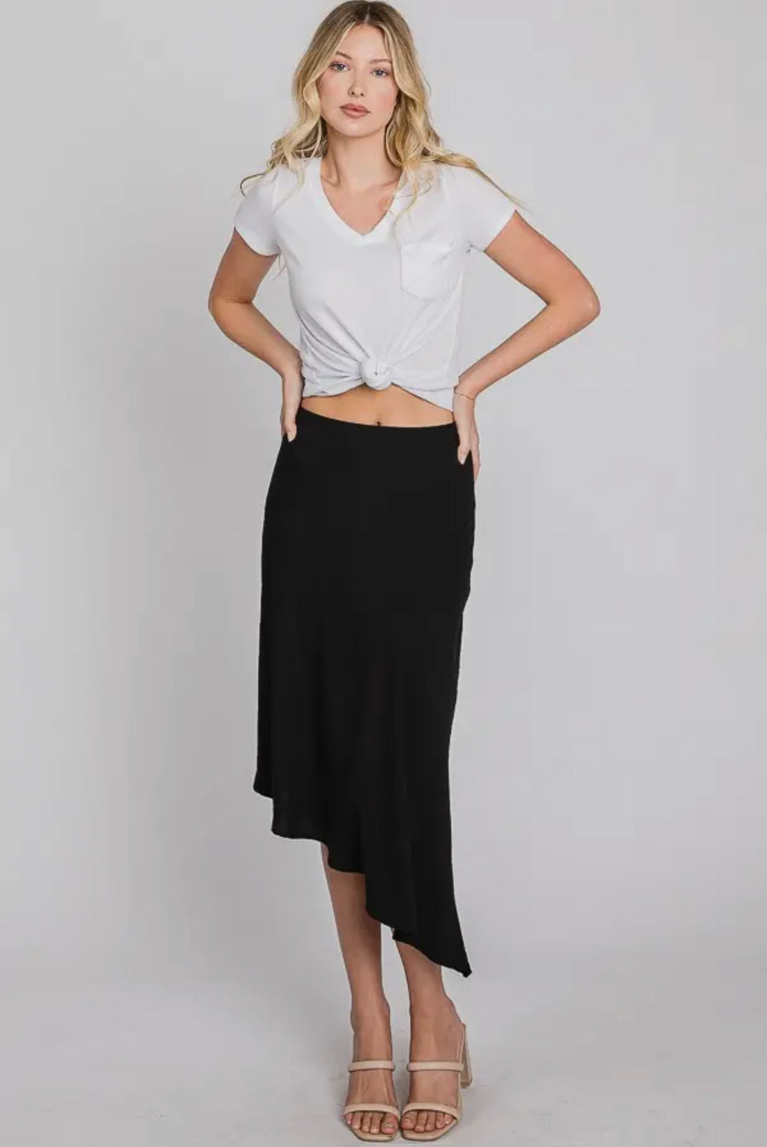 Tina Solid Plaid Asymmetrical Skirt