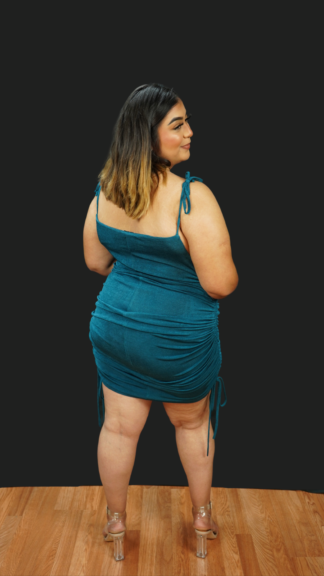 Fun Night Plus Size Slinky Tie Shoulder Ruched Dress – Josie's