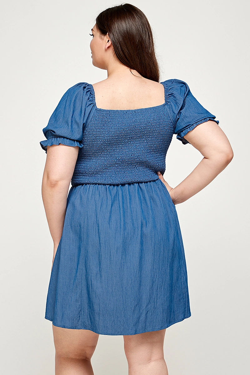 Plus Size Waverly Smocked Denim Dress 1X Plus Size Waverly Smocked Denim Dress 1X