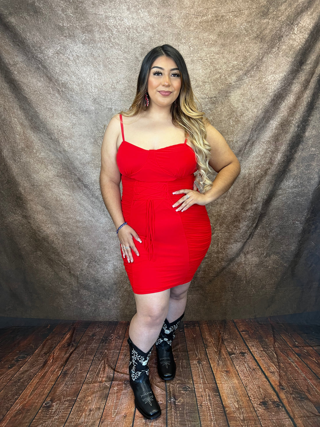 Vicky Plus Size Corset Sleeveless Dress Red / 2XL Vicky Plus Size Corset Sleeveless Dress Red / 2XL