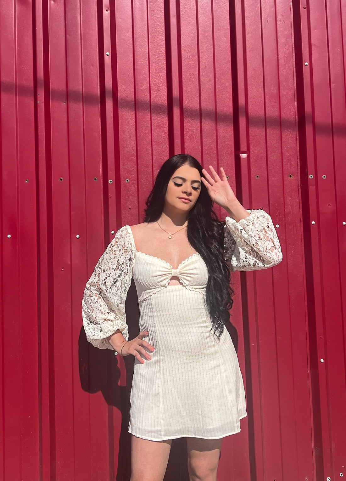 Victoria Ivory Lace Puff Sleeve Dress Victoria Ivory Lace Puff Sleeve Dress