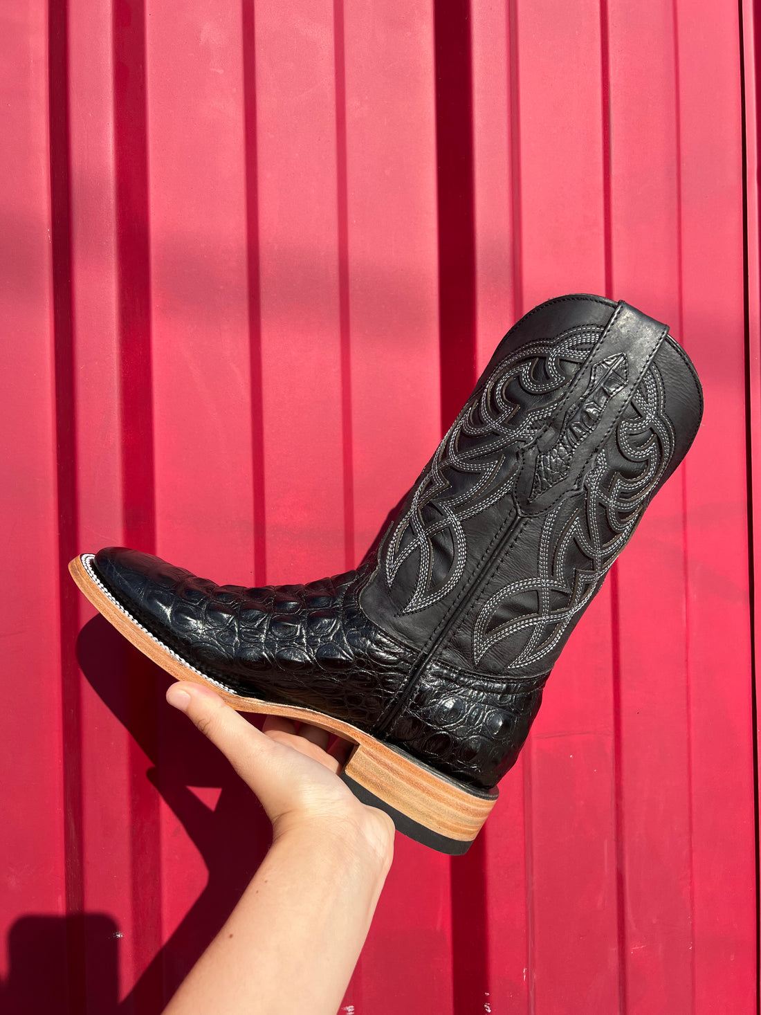 Square toe crocodile hot sale boots